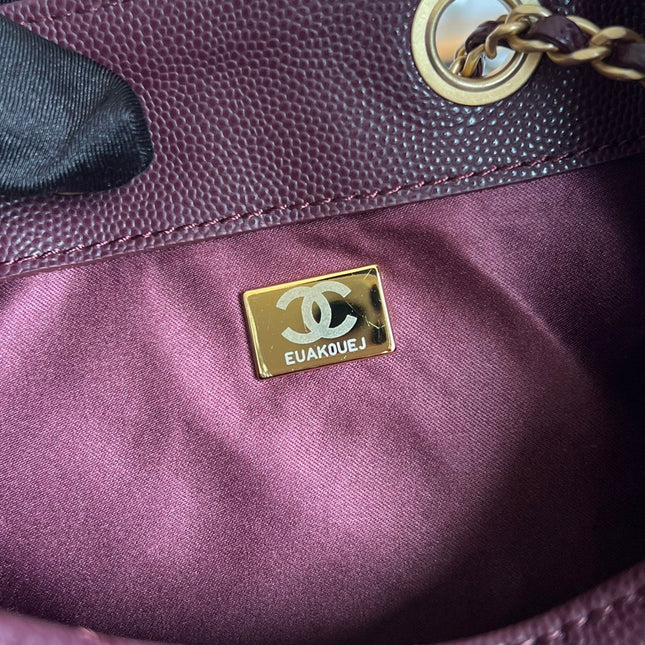 CHANEL 25S HOBO BAG 30 IN DARK RED CAVIAR