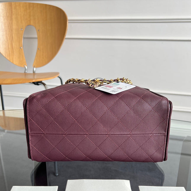 CHANEL 25S HOBO BAG 30 IN DARK RED CAVIAR