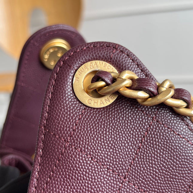 CHANEL 25S HOBO BAG 30 IN DARK RED CAVIAR