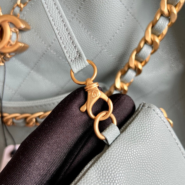 CHANEL 25S HOBO BAG 40 IN SOFT TEAL BLUE CAVIAR WITH GOLD HARDWARE