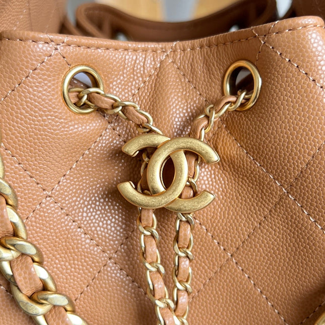 CHANEL 25S HOBO BAG 40 IN CARAMEL BROWN CAVIAR WITH GOLD HARDWARE
