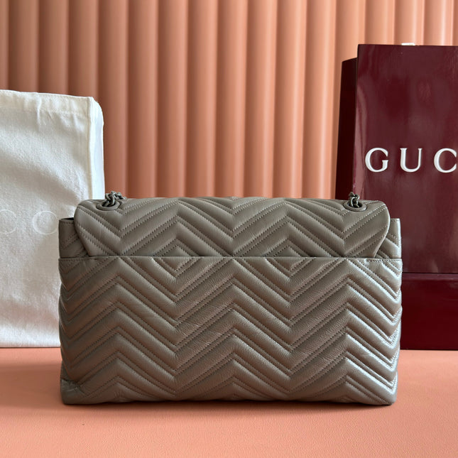 GUCCI 26S GG MARMONT BAG 37 IN BROWNISH GRAY CALFSKIN