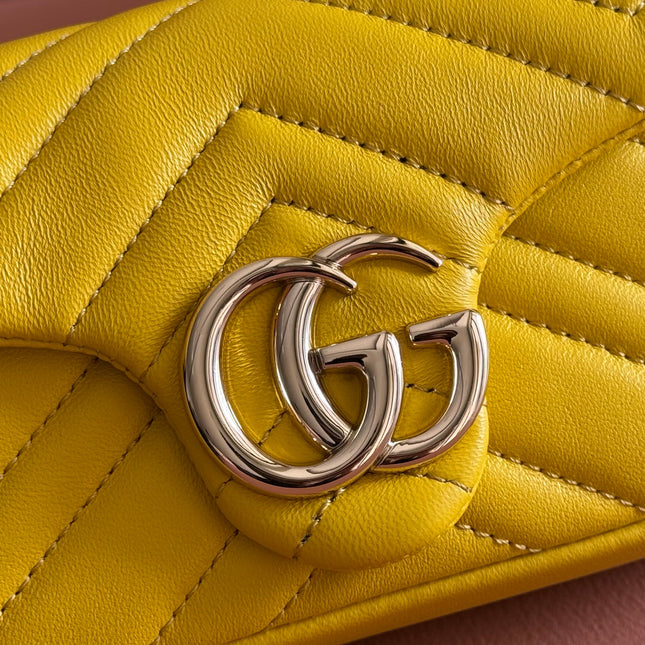GUCCI 26S GG MARMONT BAG 16 IN YELLOW LAMBSKIN