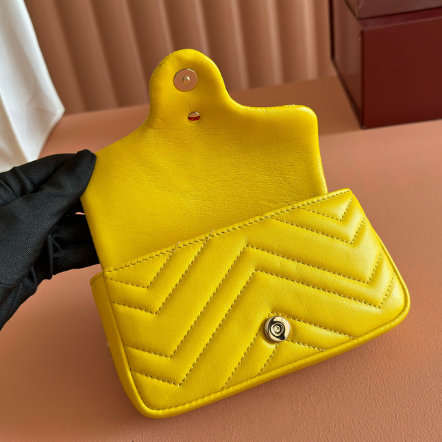 GUCCI 26S GG MARMONT BAG 16 IN YELLOW LAMBSKIN