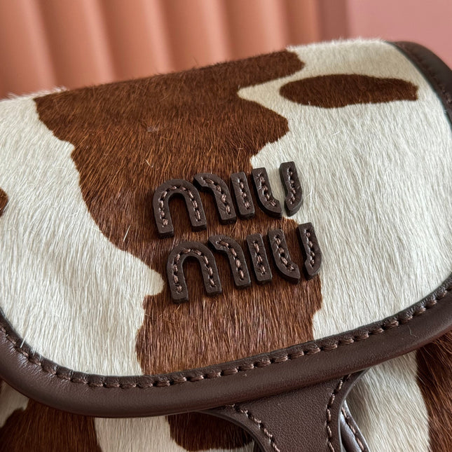 MIUMIU 26S BACKPACK 25 IN CREAM WHITE AND BROWN PONY HAIR
