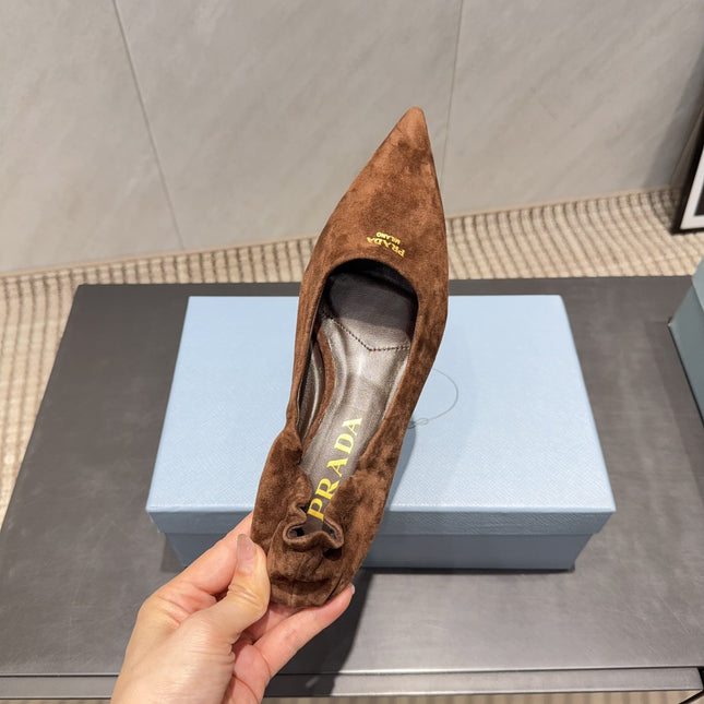 PRADA 26S PUMPS 55MM IN BROWN SUEDE