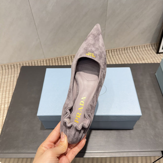 PRADA 26S PUMPS 55MM IN TAUPE BROWN SUEDE