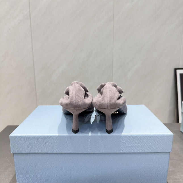 PRADA 26S PUMPS 55MM IN TAUPE BROWN SUEDE
