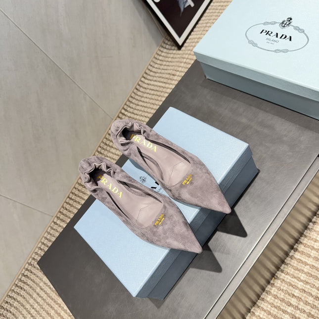 PRADA 26S PUMPS 55MM IN TAUPE BROWN SUEDE