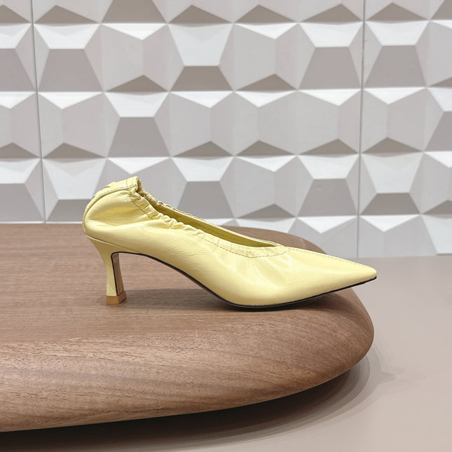 BOTTEGA VENETA 26S HIGH HEELS 40 MM IN LIGHT YELLOW CALFSKIN