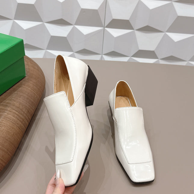 BOTTEGA VENETA 26S VENTURA LOAFERS 40 MM WHITE GLOSSY CALFSKIN