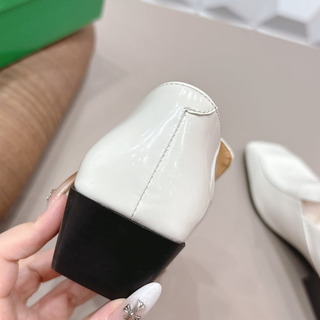 BOTTEGA VENETA 26S VENTURA LOAFERS 40 MM WHITE GLOSSY CALFSKIN