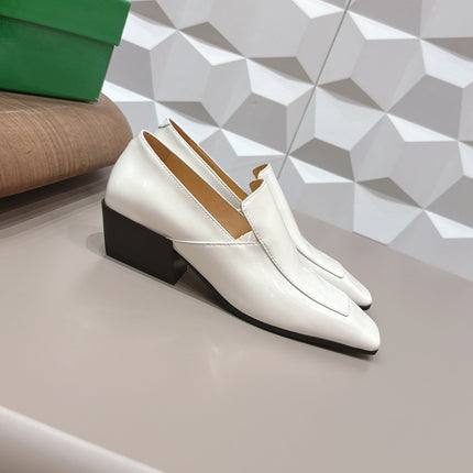 BOTTEGA VENETA 26S VENTURA LOAFERS 40 MM WHITE GLOSSY CALFSKIN
