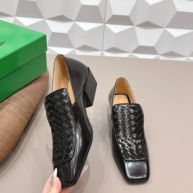 BOTTEGA VENETA 26S VENTURA LOAFERS 40 MM IN BLACK INTRECCIATO CALFSKIN