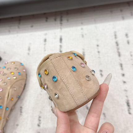 ALAIA 26S EMBELLISHED FLATS IN BEIGE SUEDE