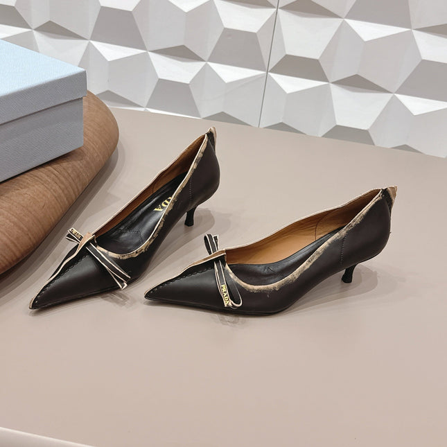 PRADA 26S POINTED TOE HIGH HEELS 55MM IN BLACK CALFSKIN