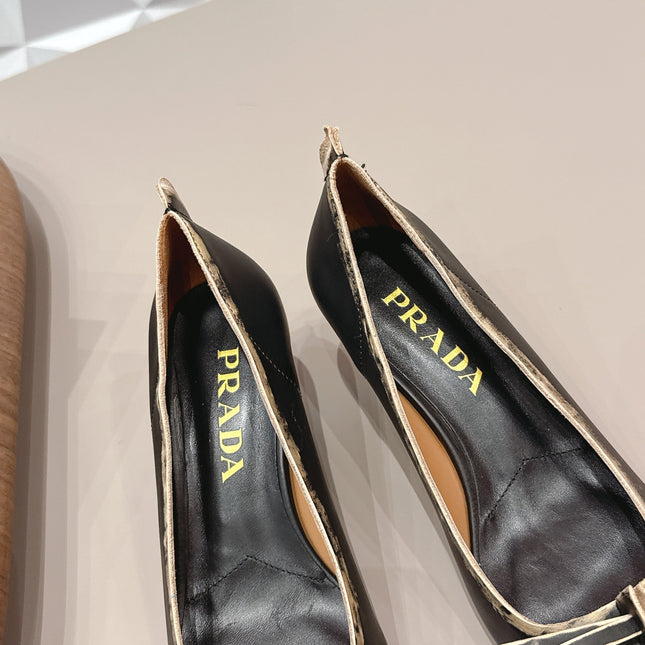 PRADA 26S POINTED TOE HIGH HEELS 55MM IN BLACK CALFSKIN