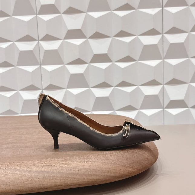 PRADA 26S POINTED TOE HIGH HEELS 55MM IN BLACK CALFSKIN