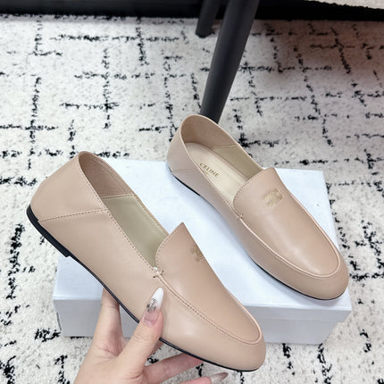 CELINE 26S AURA TRIOMPHE LOAFERS IN BEIGE LAMBSKIN