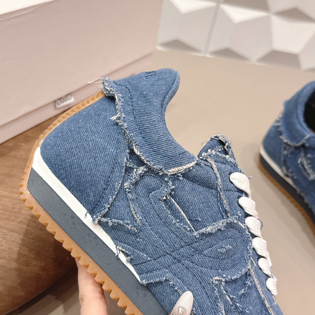 LOEWE 26S FLOW RUNNER SNEAKER IN BLUE DENIM