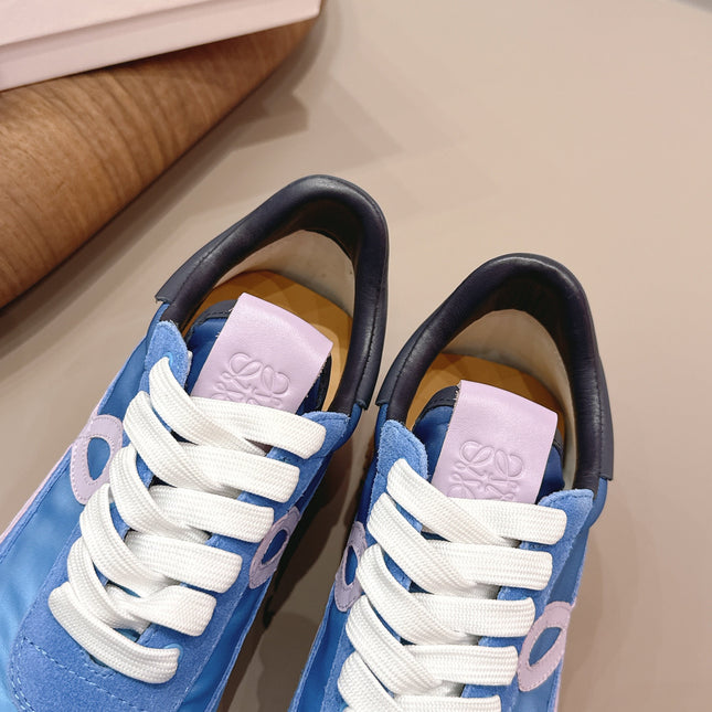 LOEWE 26S FLOW RUNNER SNEAKER IN BLUE SUEDE AND CALFSKIN STYLE 1