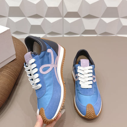 LOEWE 26S FLOW RUNNER SNEAKER IN BLUE SUEDE AND CALFSKIN STYLE 1