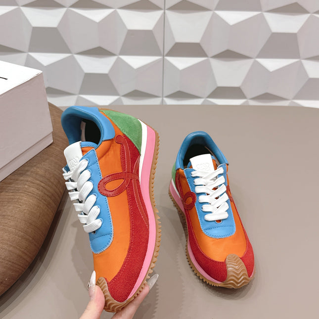 LOEWE 26S FLOW RUNNER SNEAKER IN MULTICOLOR SUEDE AND CALFSKIN