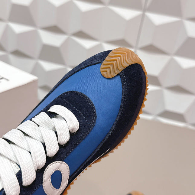 LOEWE 26S FLOW RUNNER SNEAKER IN NAVY AND BLUE SUEDE AND CALFSKIN