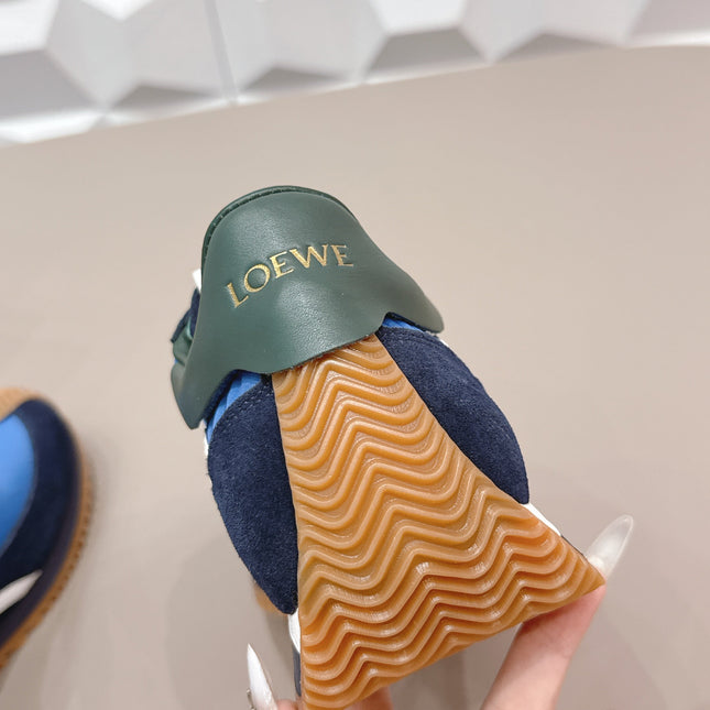 LOEWE 26S FLOW RUNNER SNEAKER IN NAVY AND BLUE SUEDE AND CALFSKIN