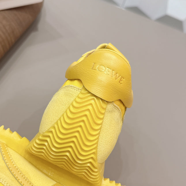 LOEWE 26S FLOW RUNNER SNEAKER IN YELLOW SUEDE AND CALFSKIN