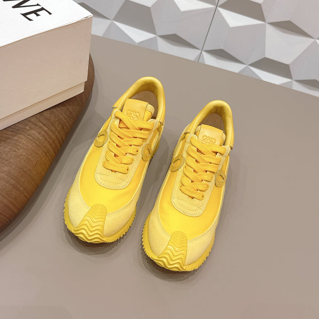 LOEWE 26S FLOW RUNNER SNEAKER IN YELLOW SUEDE AND CALFSKIN