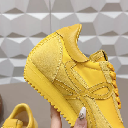 LOEWE 26S FLOW RUNNER SNEAKER IN YELLOW SUEDE AND CALFSKIN