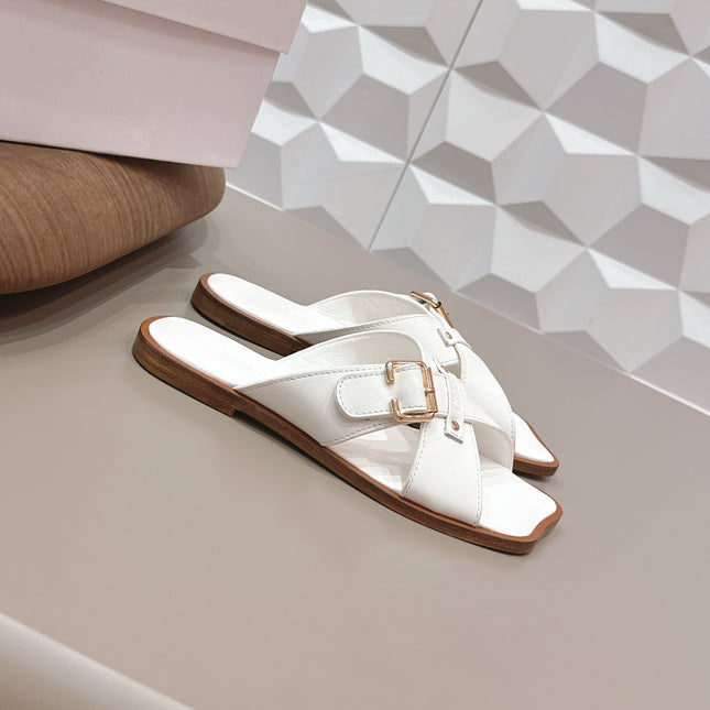 CHLOÉ 26S SANDALS IN WHITE CALFSKIN