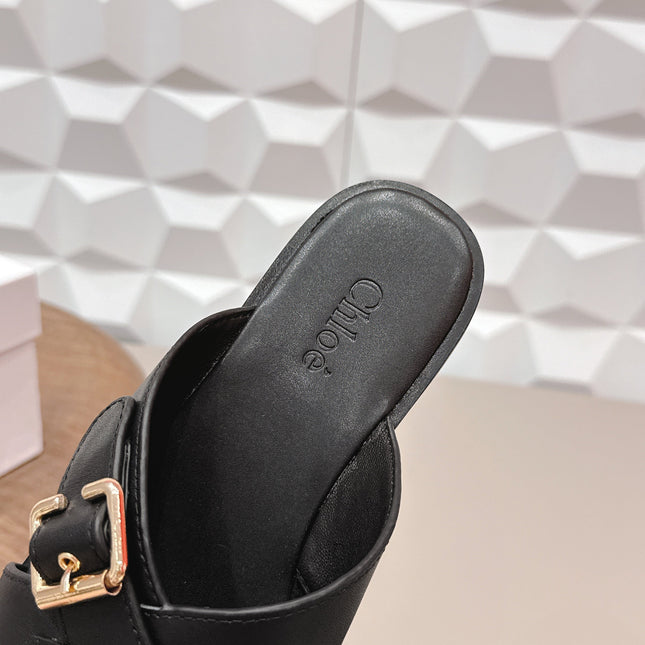 CHLOÉ 26S SANDALS IN BLACK CALFSKIN