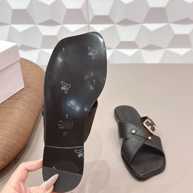 CHLOÉ 26S SANDALS IN BLACK CALFSKIN