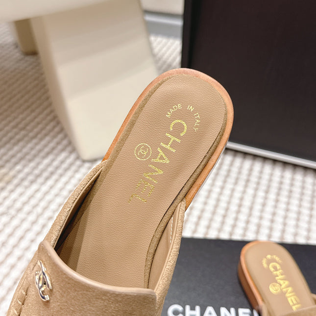 CHANEL 26S LOAFER MULES IN LIGHT BROWN SUEDE