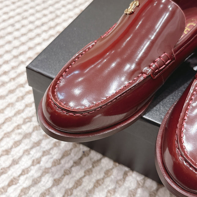 CHANEL 26S LOAFERS IN DARK RED GLOSSY CALFSKIN