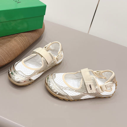 BOTTEGA VENETA 26S ORBIT FLASH MARY JANE IN BEIGE AND WHITE BREATHABLE MESH