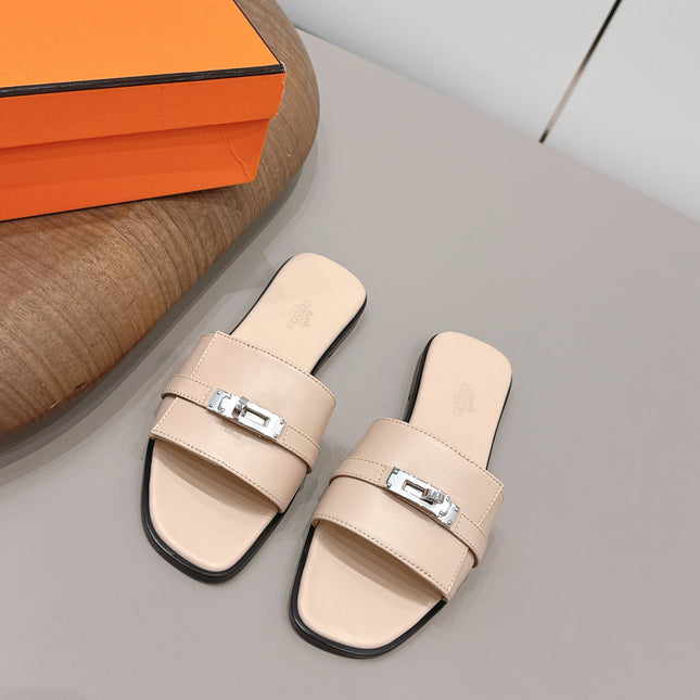HM 26S GIULIA SANDAL IN NUDE BEIGE CALFSKIN SILVER HARDWARE