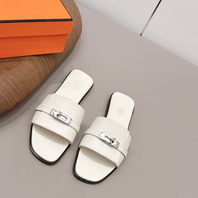 HM 26S GIULIA SANDAL IN IVORY WHITE CALFSKIN SILVER HARDWARE