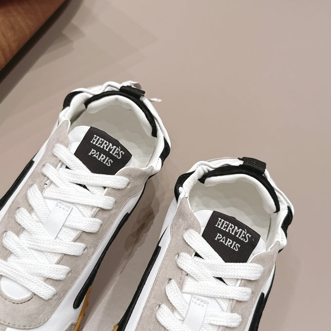 HM 26S BOUNCING SNEAKERS IN WHITE CALFSKIN AND LIGHT GREY BLACK SUEDE