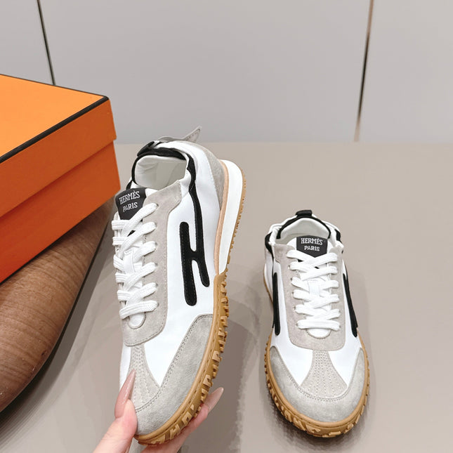 HM 26S BOUNCING SNEAKERS IN WHITE CALFSKIN AND LIGHT GREY BLACK SUEDE