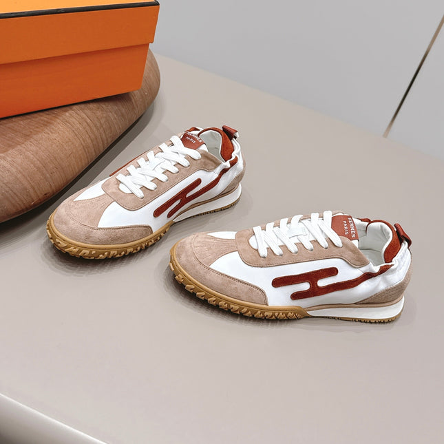HM 26S BOUNCING SNEAKERS IN WHITE CALFSKIN AND BROWN SUEDE
