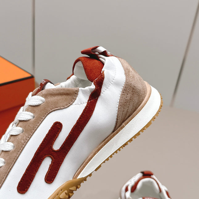 HM 26S BOUNCING SNEAKERS IN WHITE CALFSKIN AND BROWN SUEDE