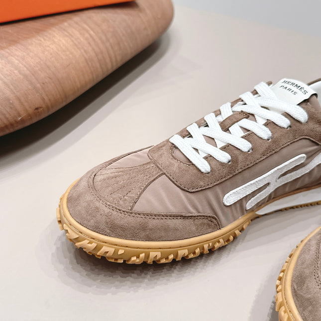HM 26S BOUNCING SNEAKERS IN BROWN NYLON AND SUEDE