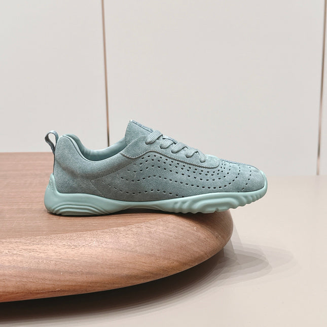 HM 26S TRAIL SNEAKERS IN SAGE GREEN PERFORATED SUEDE