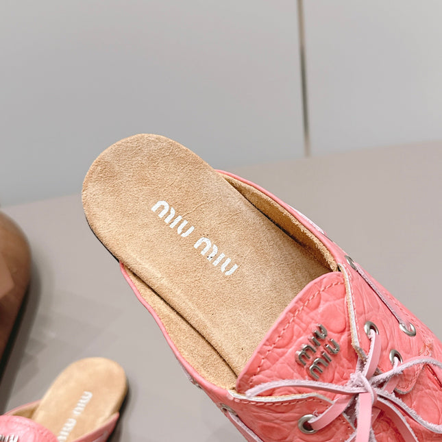 MIUMIU 26S LOAFER MULES IN PINK CALFSKIN
