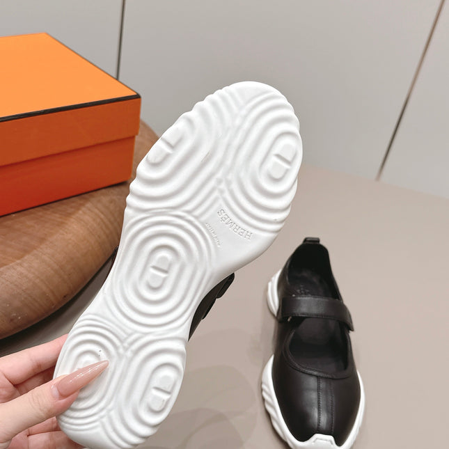 HM 26S KICHU BALLET FLAT IN BLACK CALFSKIN