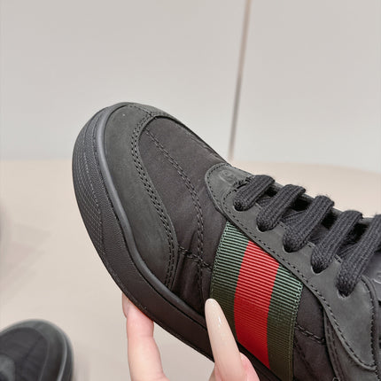 GUCCI 26S SNEAKERS IN BLACK SUEDE AND FABRIC