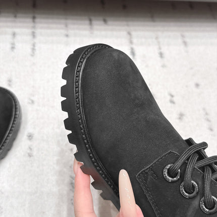 CELINE 26S LACE UP SHOES 30 MM IN BLACK SUEDE